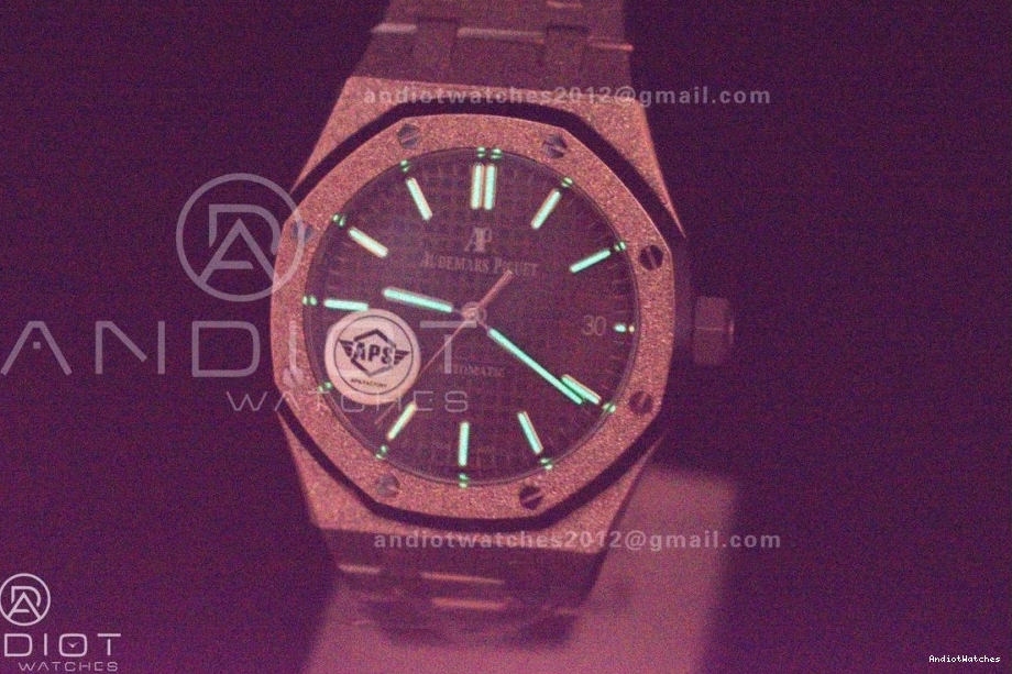 Edition 1:1 Clone Grey SS SS Frosted Royal 1031 37mm Oak 15454 Bracelet Dial Best APSF on Lightweight Textured Super SA3120 0719